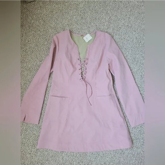 Free People New Pink Rose Faux Suede Mini Dress size S - Picture 7 of 9